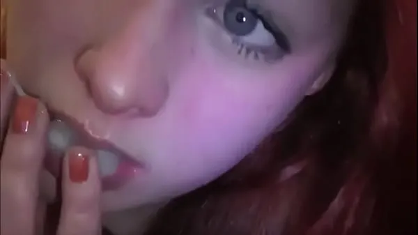 Married redhead playing with cum in her mouth Video keren yang keren